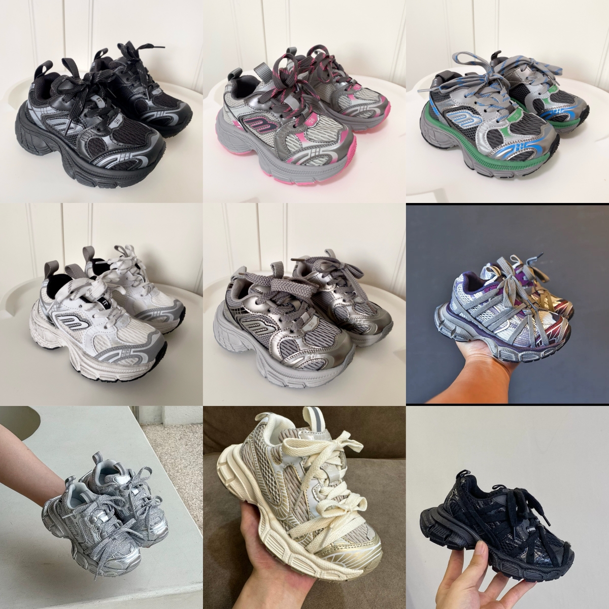 Buy Designer Dad Shoes for sale Kids Chunky Luxury Sneakers new Grade school Baby Girls Boys sports Black pink silver dirty shoe US9C-US5Y