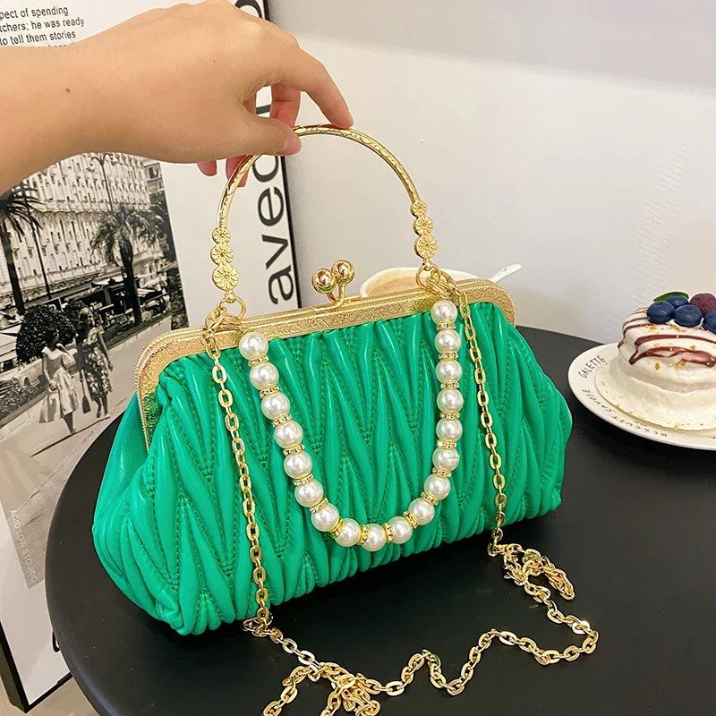 PU Leather Women Evening Bag Chain Shoulder Messenger Bag Shell Clip er Handbag Fashion Purse Party Wedding Clutch 250207