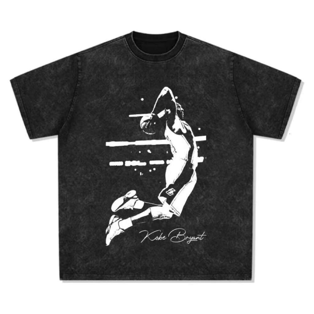 Minimally printed short sleeved washed T-shirt, trendy for both men and women