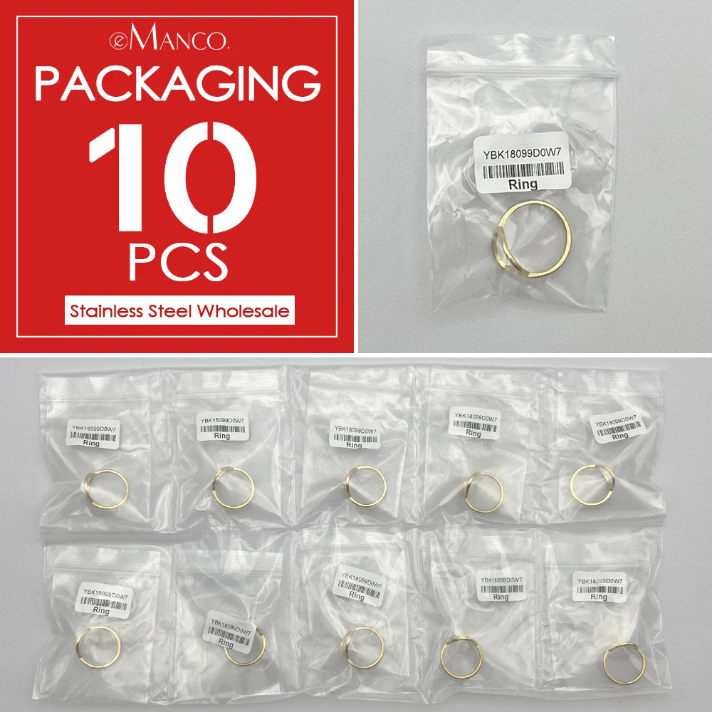 10PCS Personalized Geometric Accessories Round Minstrel Jewelry Fashion Stainless Steel Gold Plated Womens Rings Wholesal 250213
