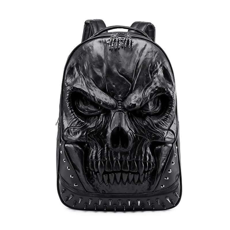 Men Women Thick Leather Backpacks For Teenagers 3D Skull Designer Casual Travel Large Capacity Laptop Bag Boy Girl School Bags