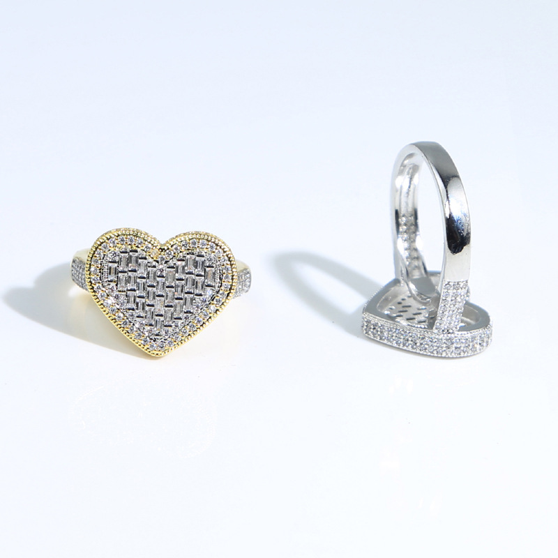 Classic Hip Hop Love Heart Ring Real Gold Plated TopBling 5A T Zircon Jewelry for Women Couple Jewelry