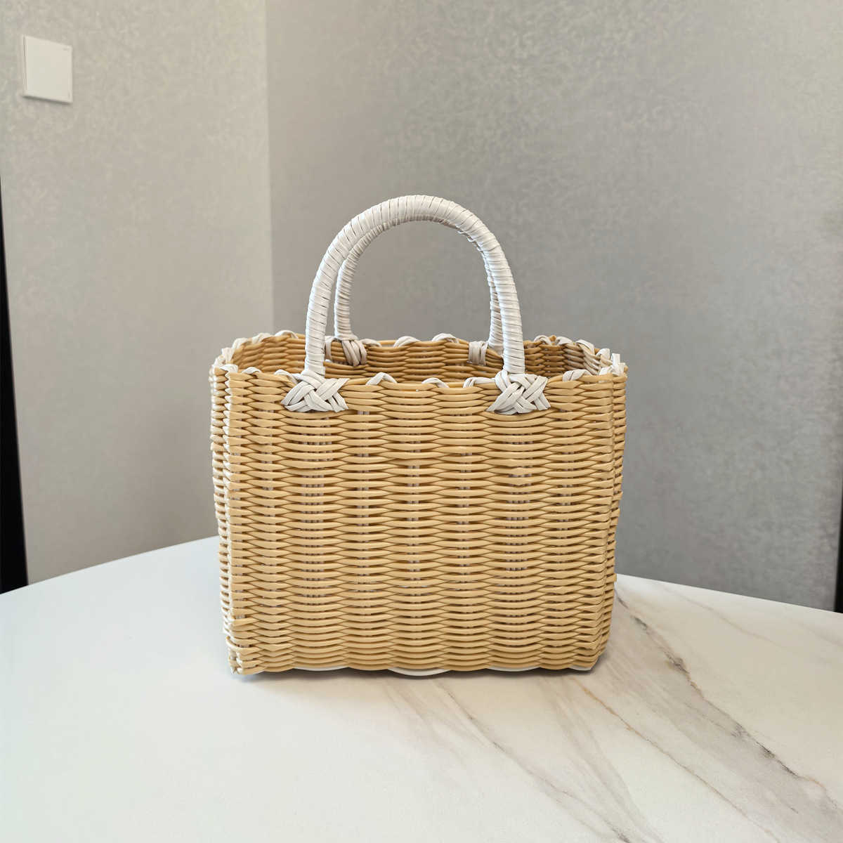 Designer bag Plastic woven vegetable basket hand-held basket souvenir packaging handbag gift basket womens imitation rattan basket shower basket Y2502