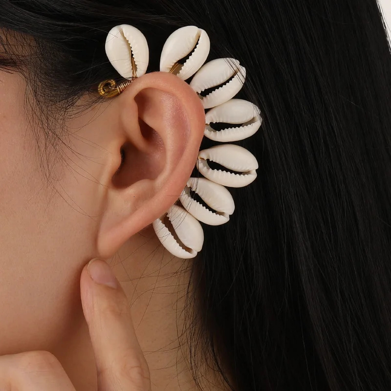 Shell Elf Ear Hanging Bohemian style Handmade production Earrings for ladies Simple temperament Vacation Punk earring 250213