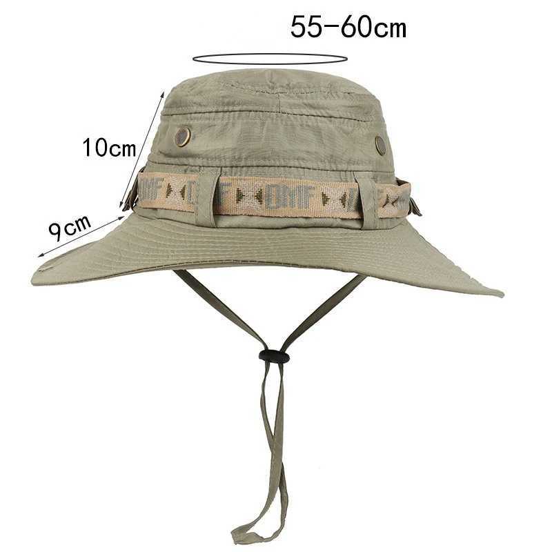 Summer Men Bucket Hat Outdoor UV Protection Wide Brim Panama Safari Hunting Hiking Hat Mesh Fisherman Hat Beach Sunscreen Cap W250217
