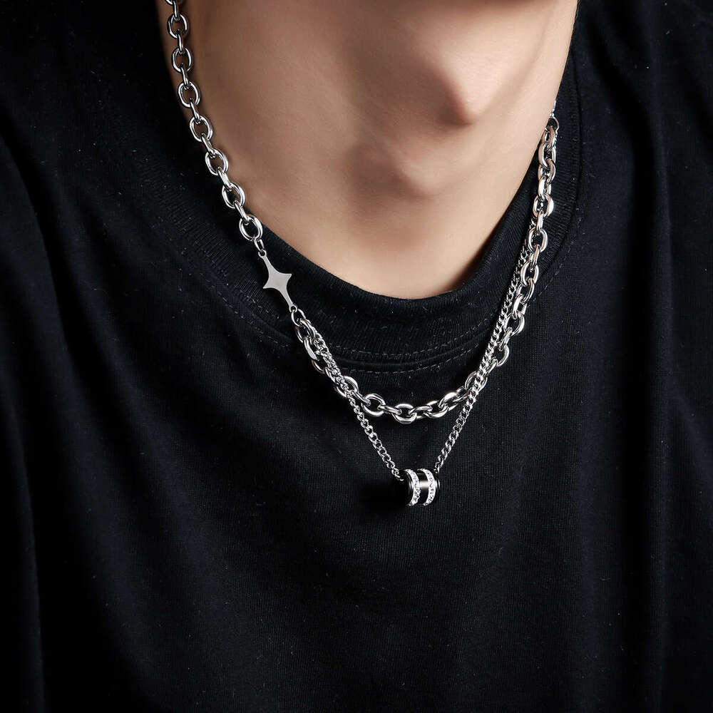 Dia inlaid transport pendant necklace, men's trendy, high-end, versatile, personalized design accessories, women's fashionable, simple acces