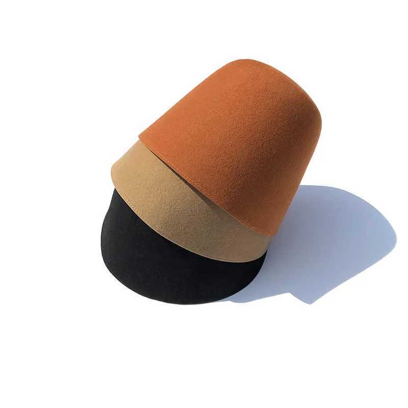 Vintage British Woolen Bucket Hat For Women Lady Ins Korean Solid Color Fisherman Cap All-match Outdoor Sunshade Basin Caps W250217