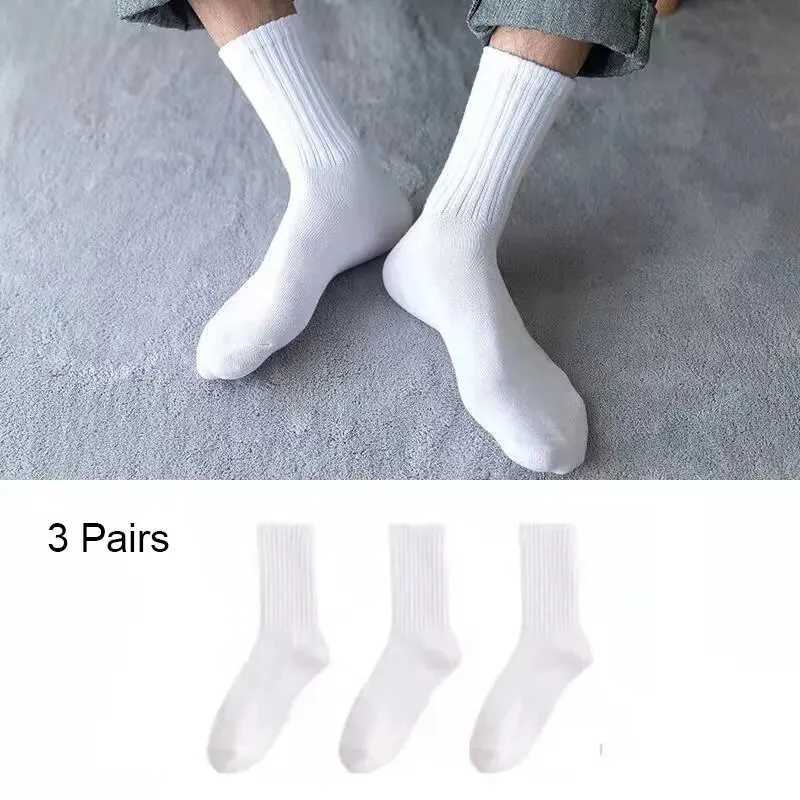3 Pairs High Tube Crew Socks For Men For Women Breathable Mid Stockings Solid Color Casual Set Fashion And Comfortable W250217