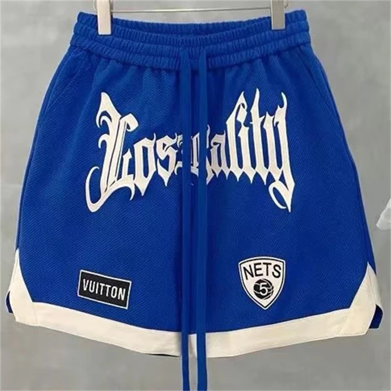 Men Trendy Letter Print Contrast Color Casual Streetwear Loose Short Pants Summer Youth Y2K Basketball Sports Beach Shorts 250214