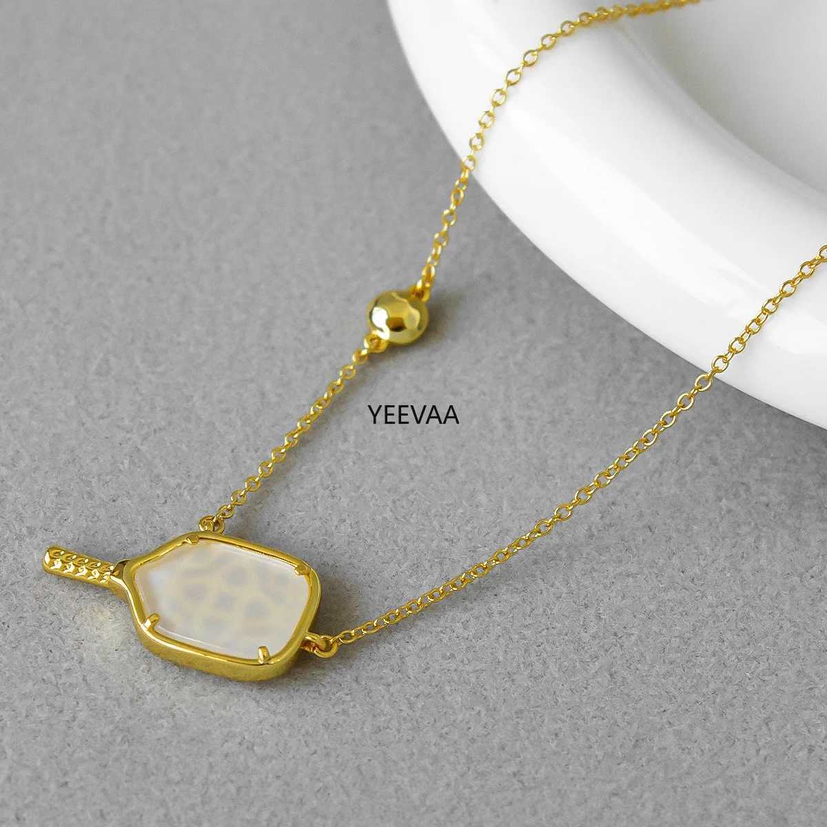 Pendant Necklaces YEEVAA Pickleball Short Pendant Necklace in Ivory Mother-of-PearlFashion JewelryUnique Gifts J2502173IBL