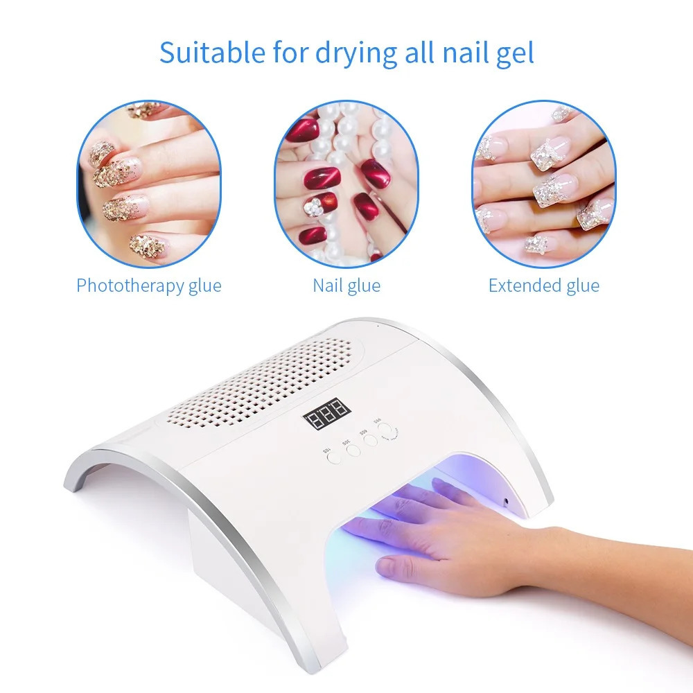2-IN-1 Nail Dust Collector And Nail Drying Lamp 80W Nail Dust ctor Nails Art Manicure Nail Vacuum Cleaner Gel Polish Dryer 250214
