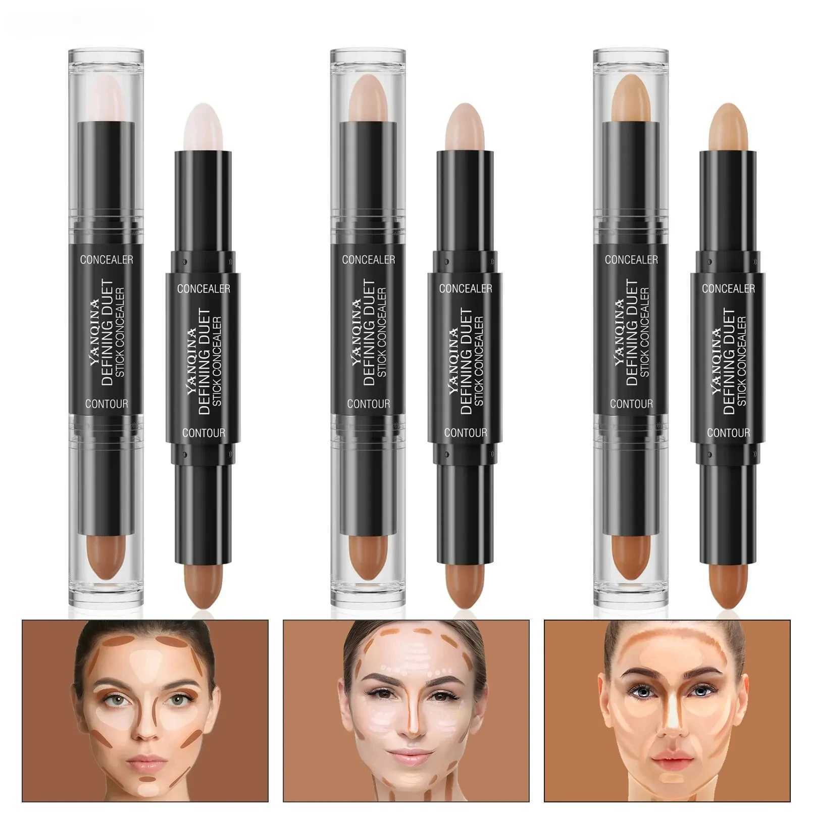 Double Head Contour Face Foundation Concealer Pen Long Lasting Dark Circles Corrector Contour Concealers Stick Cosmetic MakeupXJ250217