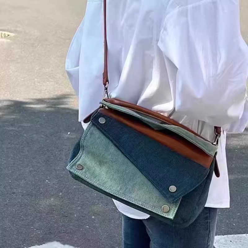 Bag Cowboy Canvas Handbag, Pillow 2024 New Trendy And Fashionable Vintage Tote Single Shoulder Crossbody Bag, Women's Bag