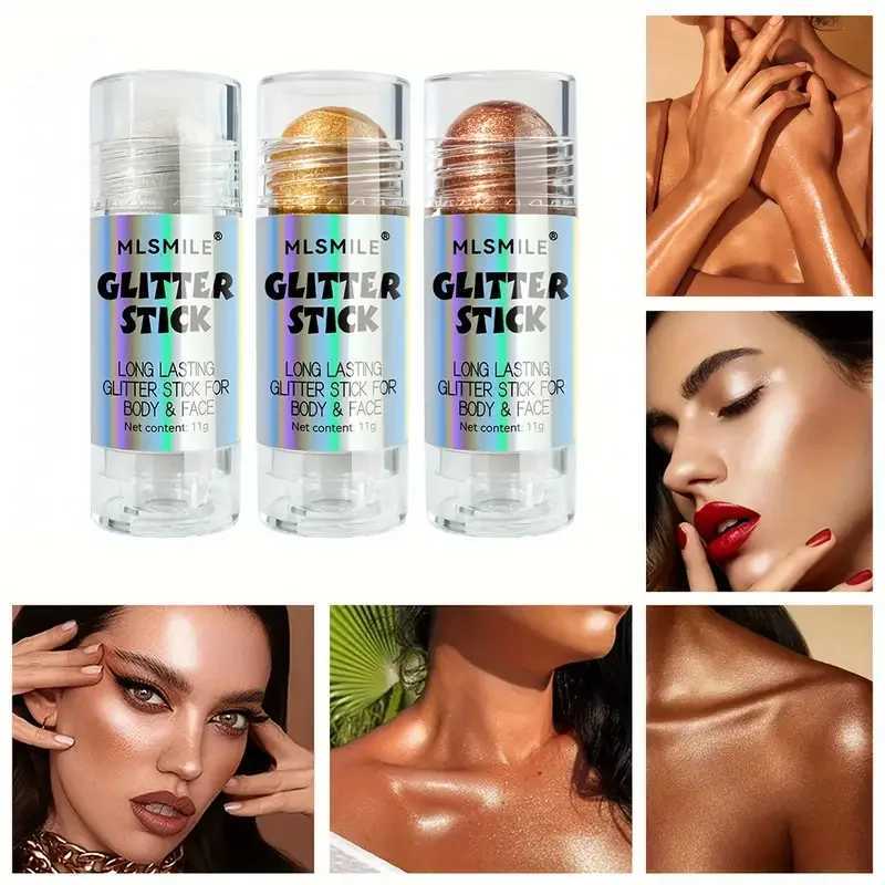 Glitter Highlighter Stickl Body Shimmer3D Face Body Sparkle Highlighter Brightening Music Festival Shimmer Powder MakeupW250217