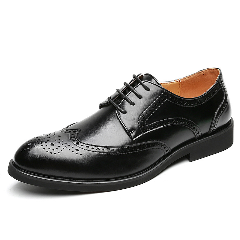 Dress Shoes Classic Italy Mens Oxford Leather Black Wine Red Lace Up Pointed Toe Wedding Party Formal For Men