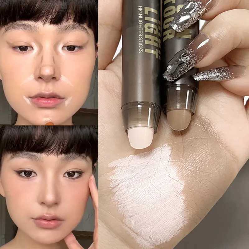 Matte facial bronze contour stick 3D nose shadow cream bright brown shadow Highlander pen long-lasting makeup and cosmeticsW250217