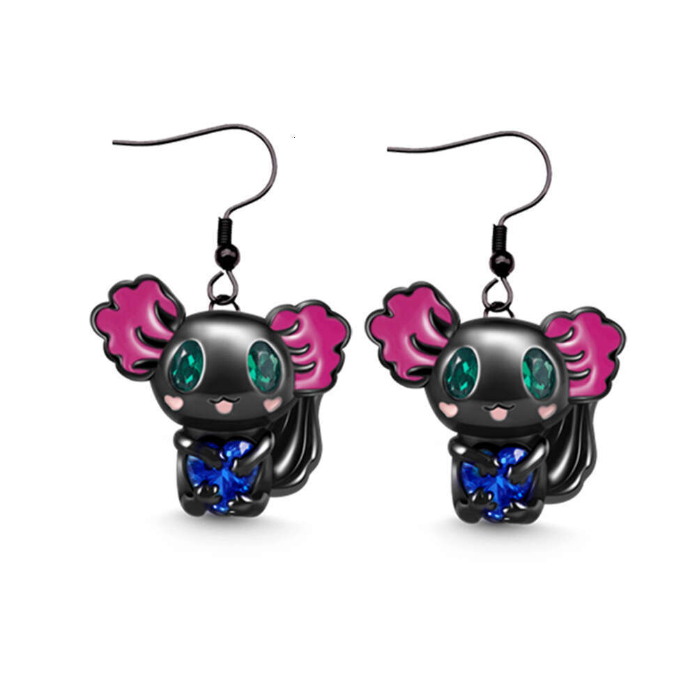 Cute Salamander Design Charm Necklace Unisex Fashionable Earrings by Temu Ideal for Birthdays