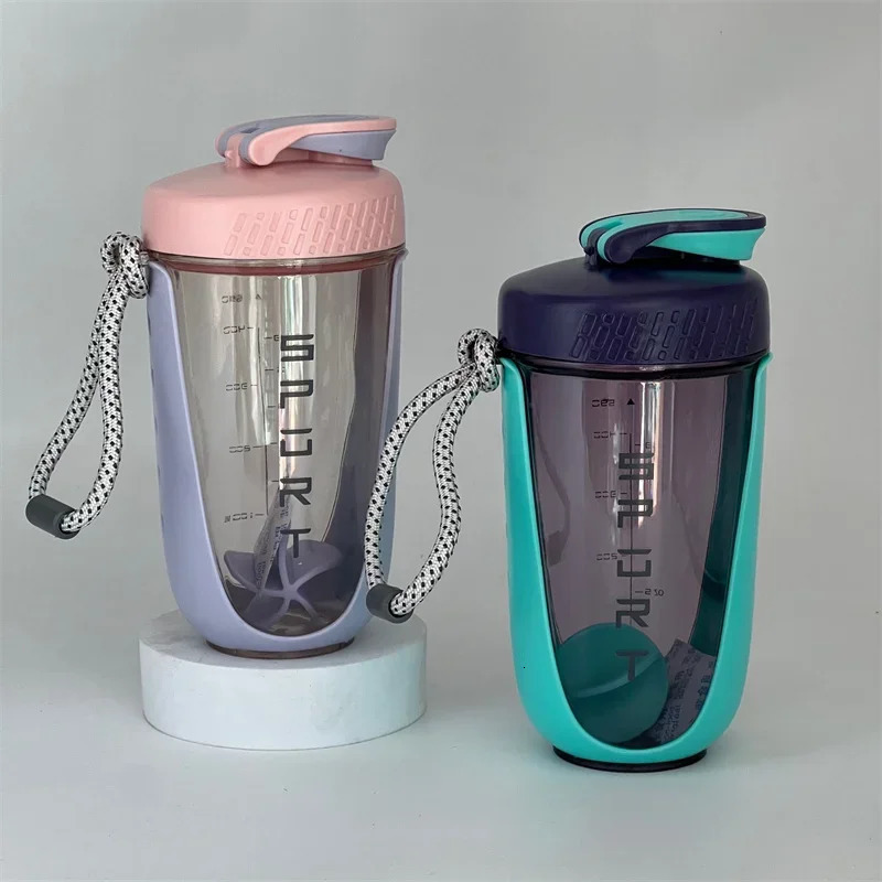 600ML Blender Shaker Bottle with Plastic Whisk Ball BPA Free Plastic Protein Shakes Leakproof for Powder Workout Gym Sport 250214