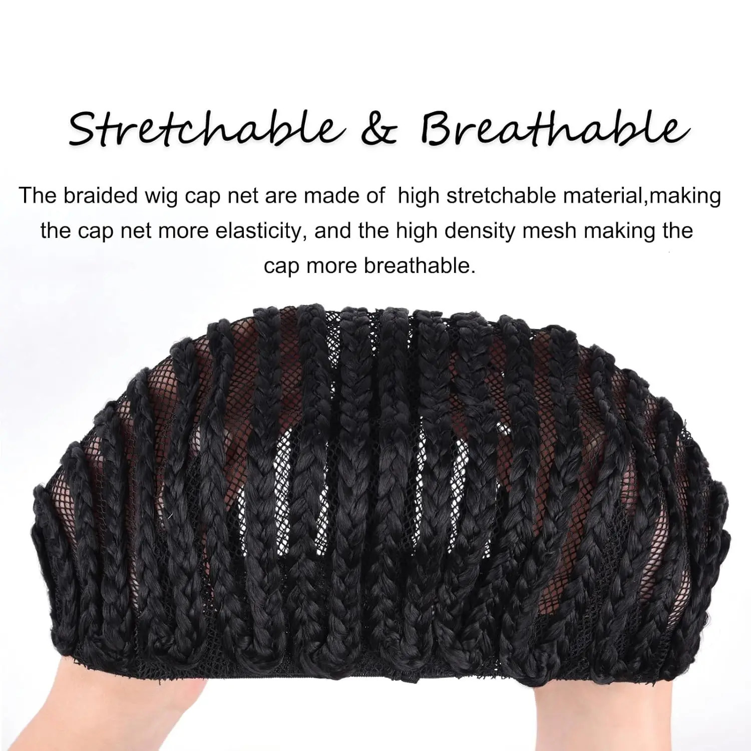 Braided Cornrow Wig Caps for Crochet Hair Braids Wigs Making Breathable and Easier Sew in Weave Glueless Wig M Size Color Black 250214