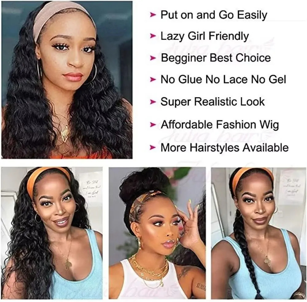 Brazilian Kinky Curly Headband Wigs Wear And Go Glueless Human Hair Wig Full Machine Made Short Bob Curly Wigs For Women 180% 250210