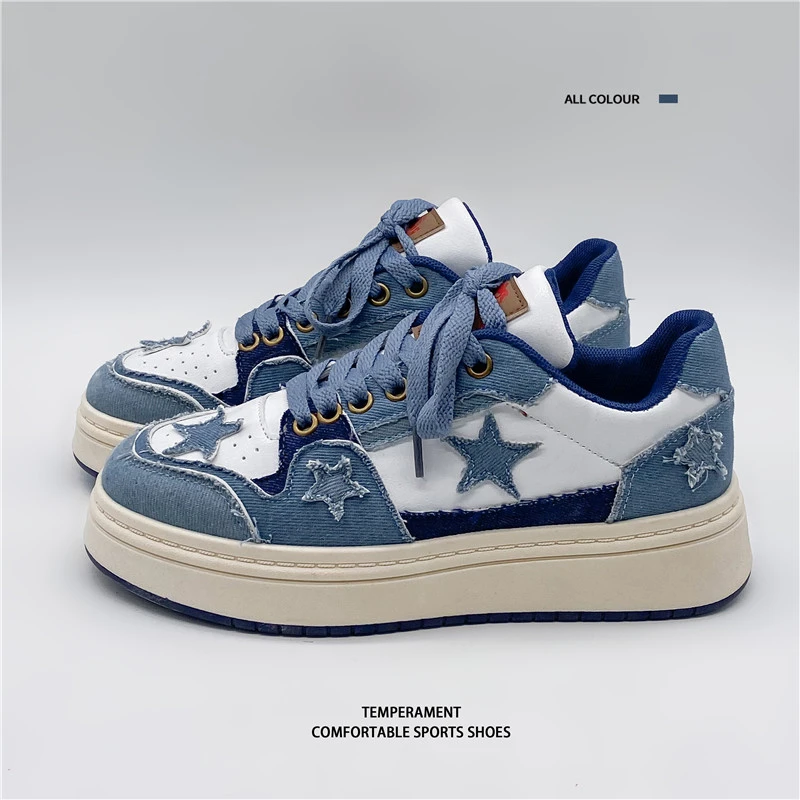 2023 Women Fashion Sports Shoes Summer Autumn Blue Platform Comfortable Casual Sneakers Tenis Feminino Thick Sole Zapatos Mujer