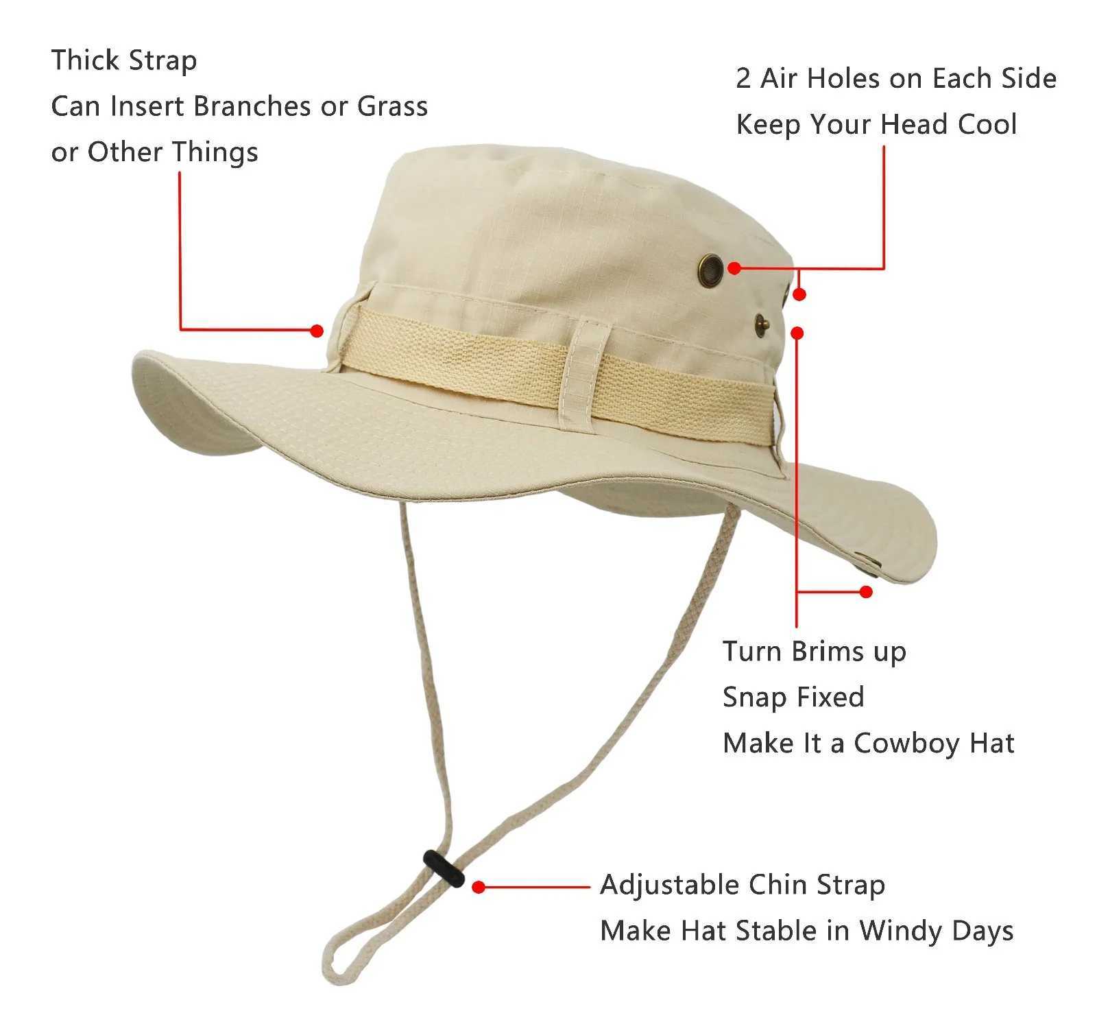 Double layer High Quality Boonie Hat Bucket Hat Hunting Fishing Outdoor Wide Cap Brim Military for Men Women Fisherman hat W250217