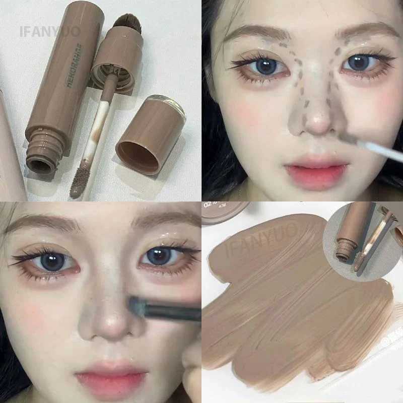 Double-ended Liquid Contouring Highlighter Bronzer with Brush Face Outline Nose Shadow Natural Concealer Contour Brighten StickW250217