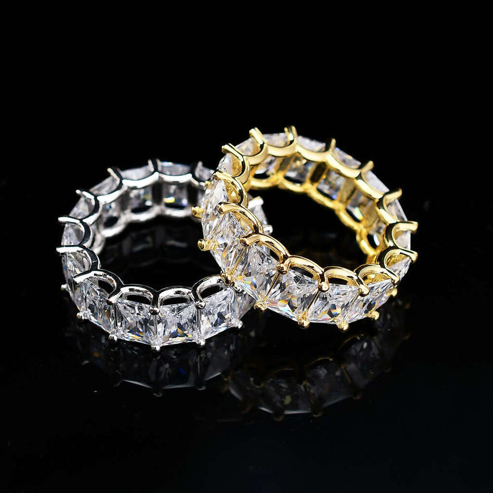 New Square Moissanite Gold Nightclub Men's Hip Hop Ring