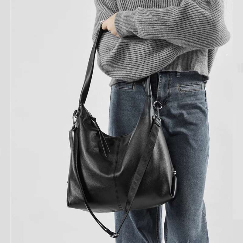 designer Women's Bags Hifashion 100% Genuine Leather Large Hobo Shoulder Crossbody Bags For Women 2024 Trend Designer Big Tote Cowhide Ladies Han