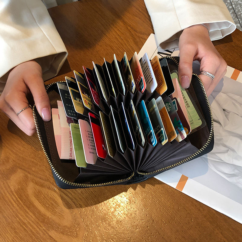Cardbag women's leather texture large capacity 2025 new model sheepskin anti demagnetization zipper multi card organ #ddmynov