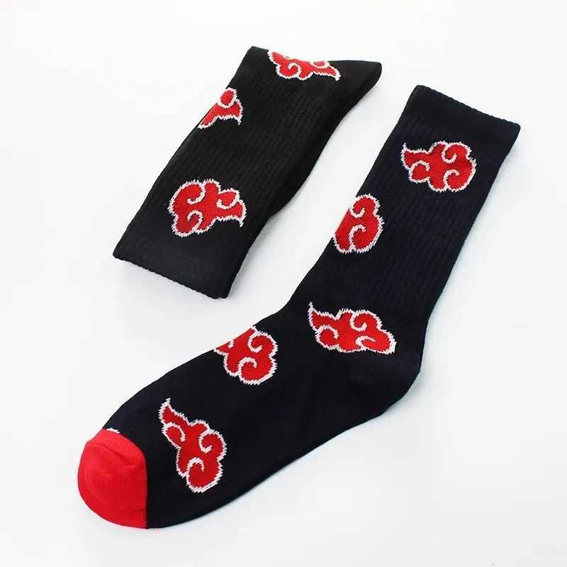 Anime Sockings Red Cloud Akatsuki High Quality Socks Ninja Unisex Adult Cotton Socks Halloween Cosplay Outdoor W250217