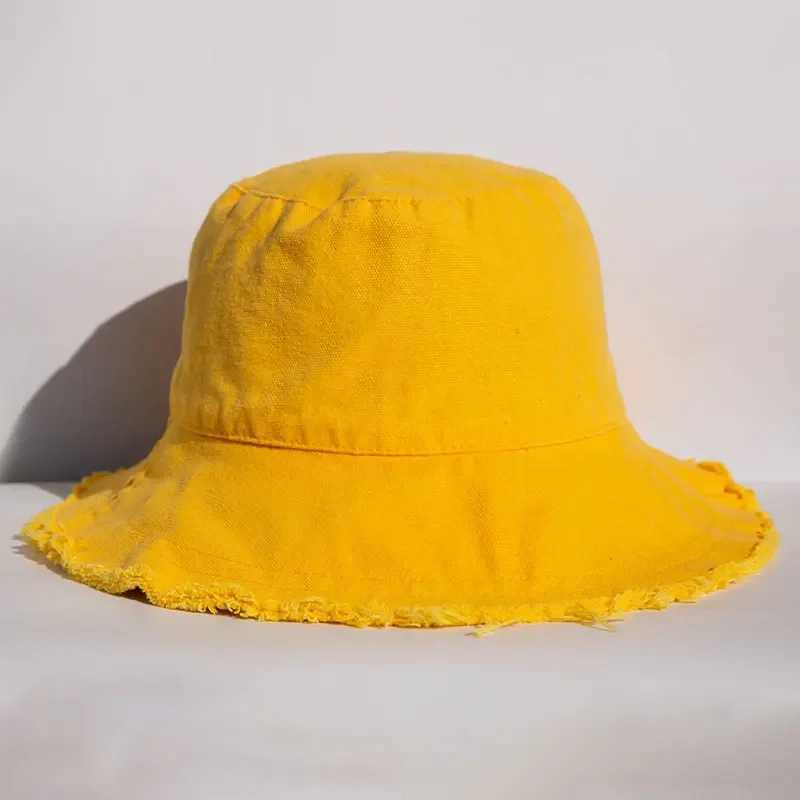 Casual Distressed Bucket Hat Fashion Beach Foldable Hats 100% Washed Cotton Sun Hat Vacation Travel UV Protection Visor Caps W250217