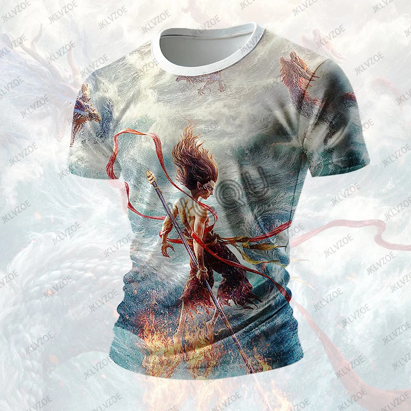 Arriavl 3D Print Nezha 2 The Demon Children Make Waves in the Sea T-shirt For Women Short Sleeve Tees Casual Men Tops 250217