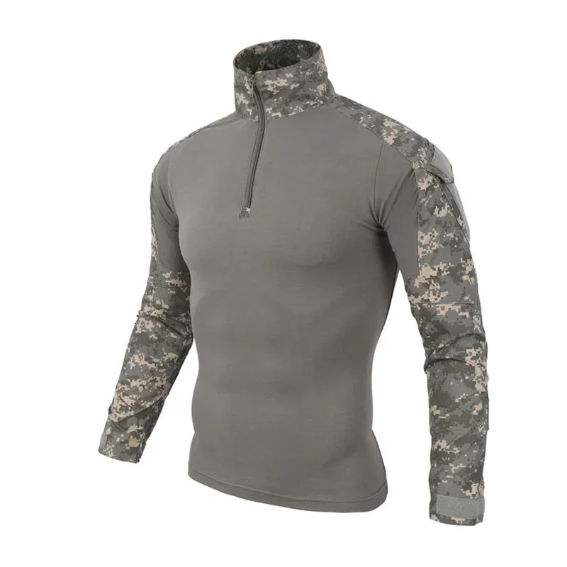 Mens Outdoor Tactical Hiking T-ShirtsHunting Camouflage Long Sleeve Hunting Climbing ShirtMale Breathable Sport Clothes 250214