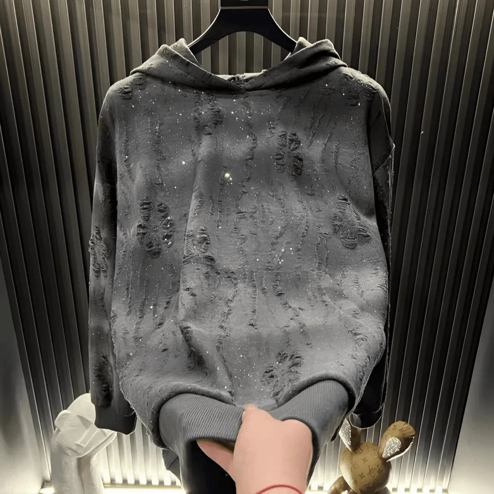 Y2K Techwear Autumn Tassel Hoodie Mens Tear Cargo Hoodie Fashion Mens Street Clothing Pocket Patch Work Color Hoodie 250211