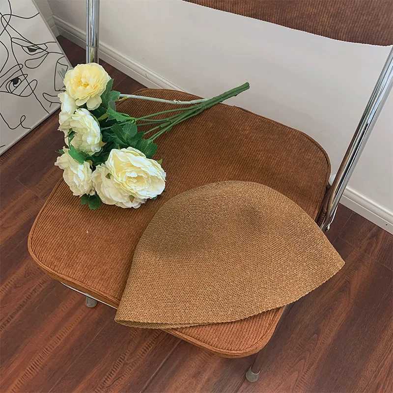 2023 Soft New Sun Hat Wide Brim Floppy Summer Hats for Women Girl Beach Panama Dome Weave Bucket Hat Femme Shade Hat Women Hats W250217
