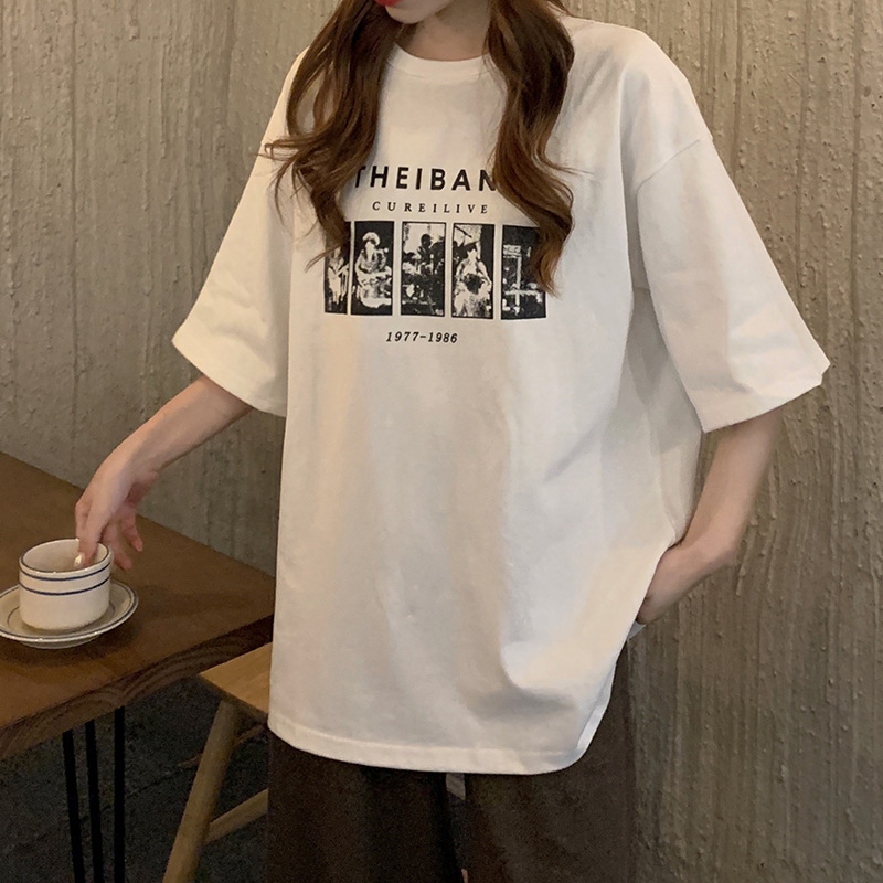 Harajuku short-sleeved t-shirt for women's new summer clothing loose Korean version ins trendy top for women's live broadcast