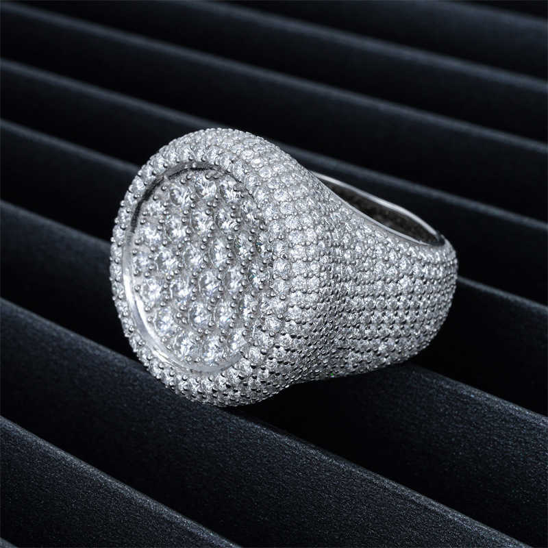 Hip Hop Ring 925 Silver Set D Color VVS Mosan Diamond Ring Mens and Womens Rings ins Fashion Trend Full Diamond