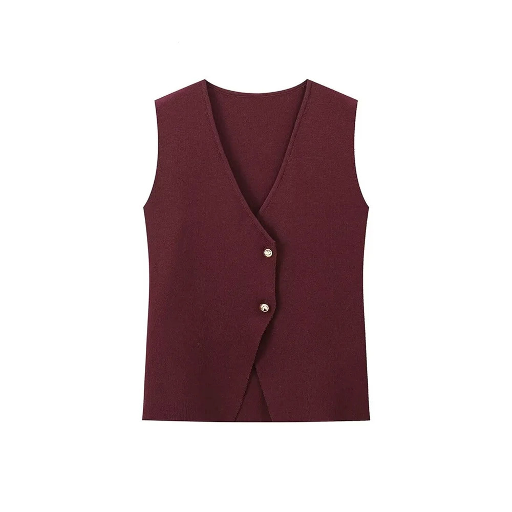 Zach Ailsa AutumnWinter Womens Single breasted Knitted Vest High Waist Splicing Mid length Skirt Fashion Set 250214