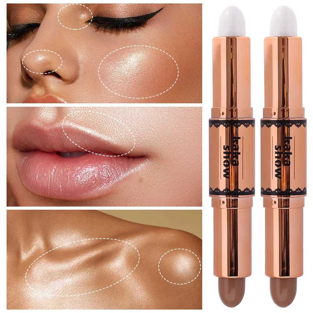 1PC Double-end Waterproof Shimmer Face Bronzer Highlighters Glitter Corrector Contour Illuminator Pencil Stick Makeup CosmeticsW250217