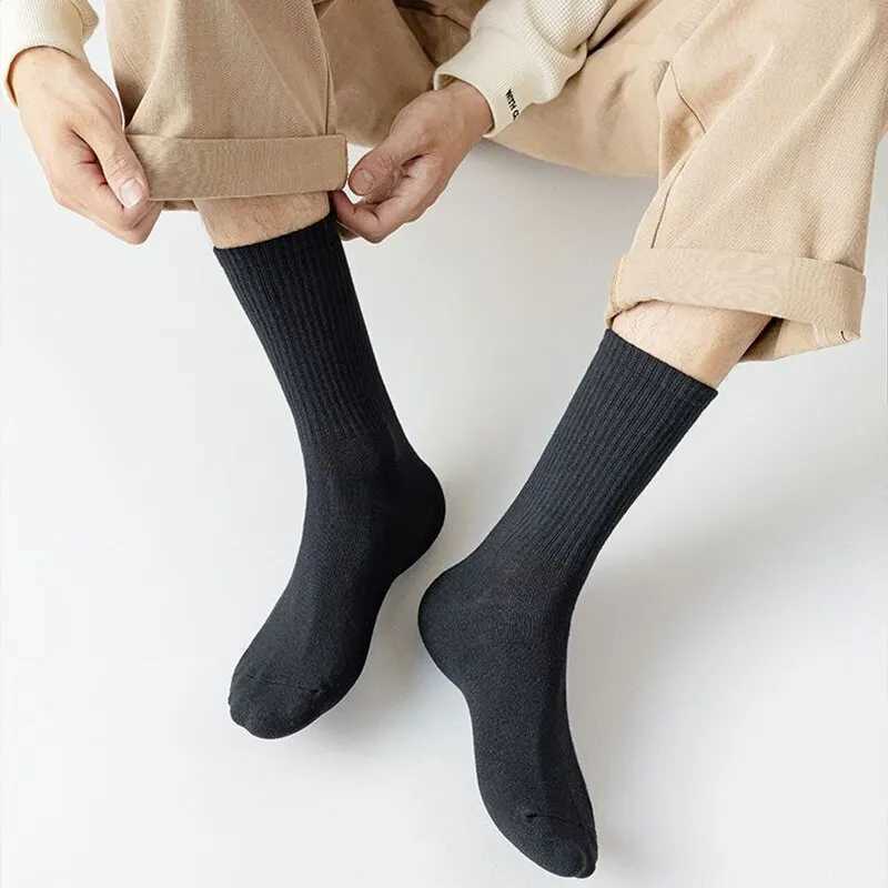 3 Pairs High Tube Crew Socks For Men For Women Breathable Mid Stockings Solid Color Casual Set Fashion And Comfortable W250217