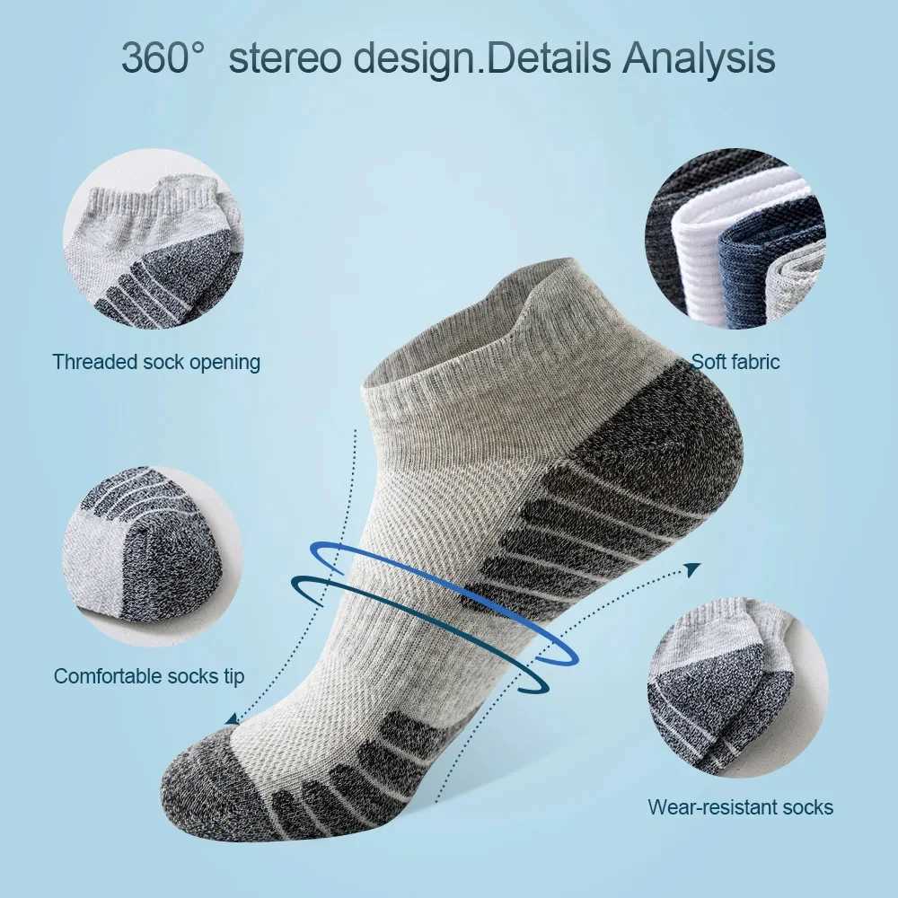 Ankle Athletic Running Socks Low Cut Sports Socks Breathable Cushioned Tab Socks for Men Women 5 Pairs/Lot Socks W250217