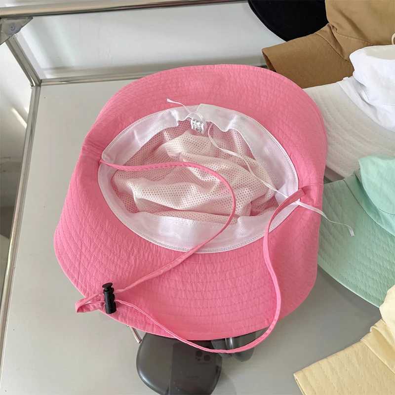 Bow Embroidery Women Quick Dry Bucket Hat Summer Outdoor Hiking Camping Panama Caps Wide Brim Fordable Sunscreen Basin Hats W250217