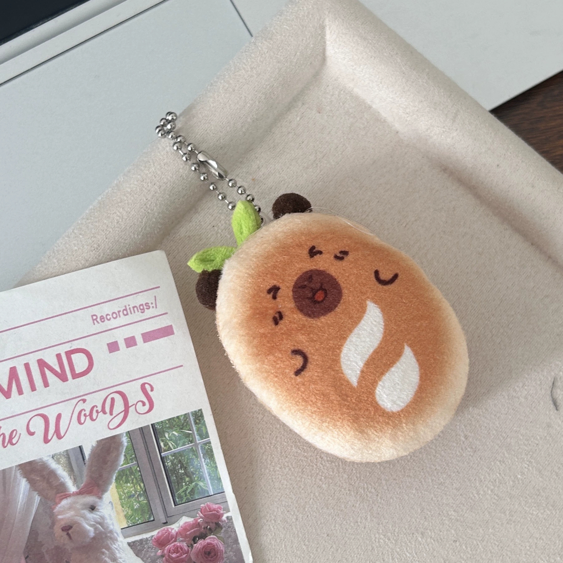 Double layered fabric food toy pendant fun and cute cartoon burger square biscuit keychain keychain backpack accessories