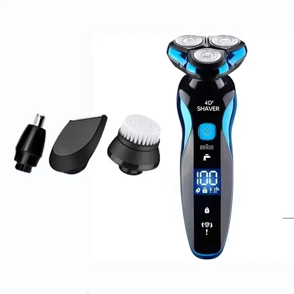 Electric Shaver 3-in-1 Rotary Razor Beard Trimmer Rechargeable Hair Cutting Shaving Machine Clipper for Men Waterproof 250211