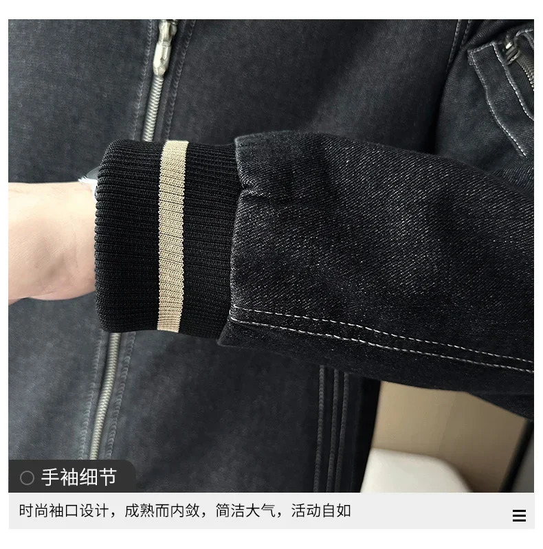 Vintage Wash Winter Denim Jacket Men Trendy Thick Fleece Warm Baseball Casual Loose Motorcyclist Windproof Coat 250212