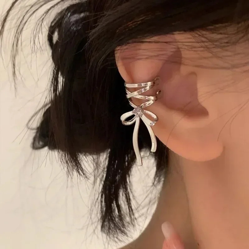 Pink Butterfly Ear Cuff Earrings For Women Girls Fashion Bowknot No Piercing Clips Earring Ballet Clip On Jewelry 250213
