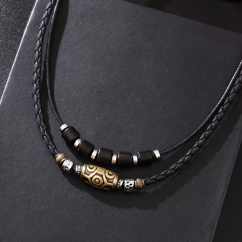 Tianzhu Tibetan Blue Necklace, Male Personalized Woven Wax Rope, Ancient Pendant, Collar Chain, High end Accessories, Female Jewelry