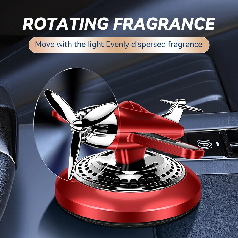 Solar energy powered rotating propeller fighter car air freshener scent perfume airplane fragrance diffuser dashboard aroma men 250214