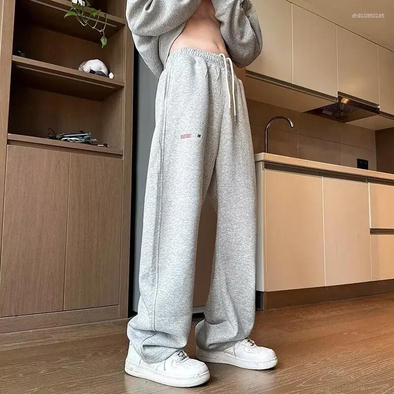 Men's Pants American Style Loose-Fit Grey Draped Wide-Leg Casual Trendy Sweatpants Straight-Leg Long For Summer